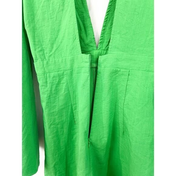NEW MissPap Plunge Front Romper 6 Green Tie Back Playsuit Linen Look Glam - Picture 6 of 11